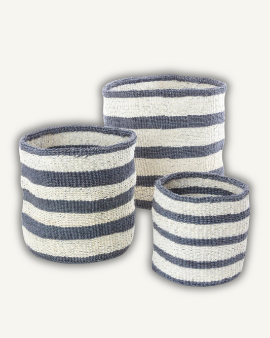Rustic Striped Nesting Baskets