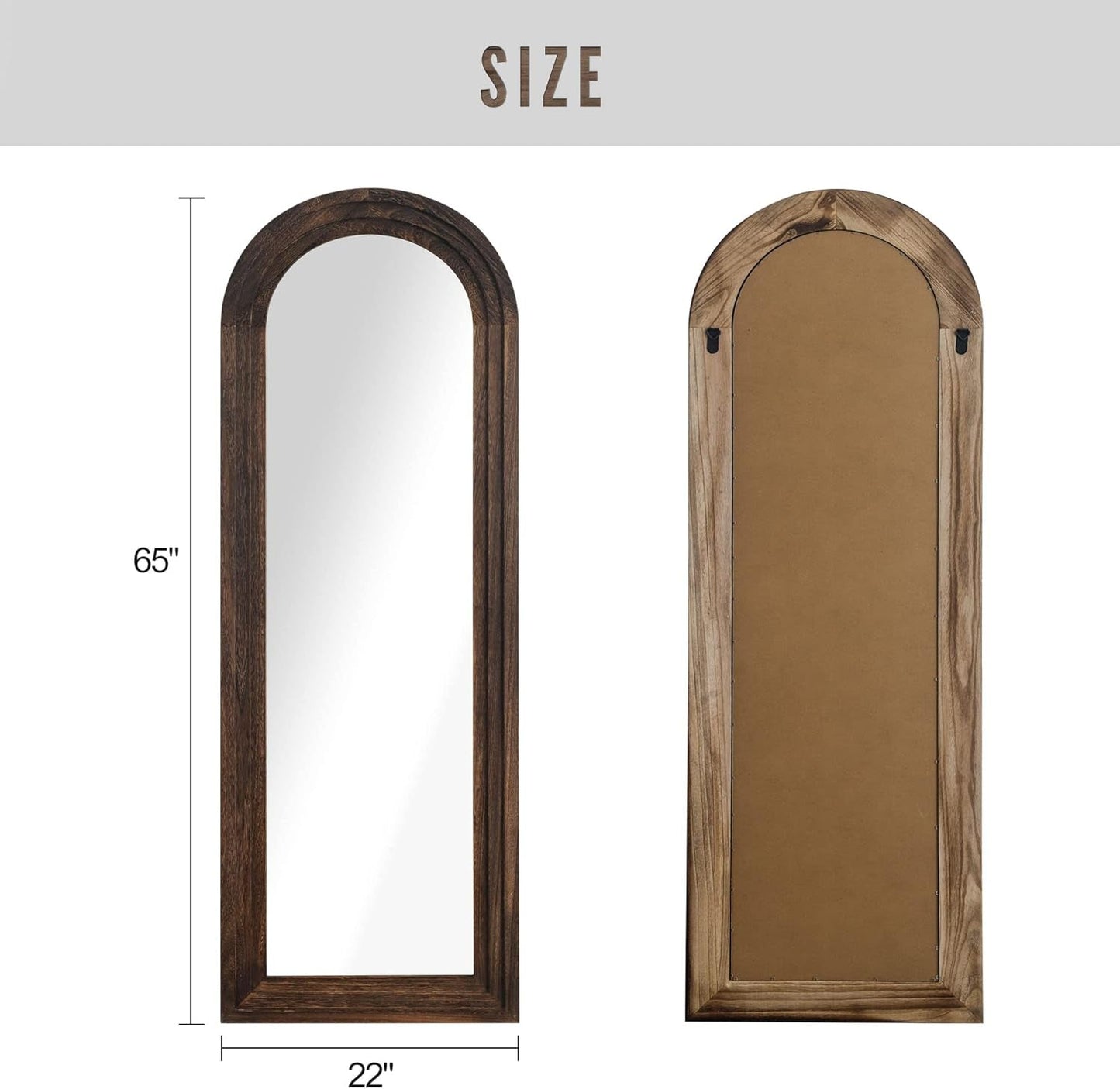 Distressed Wooden Arched Mirror