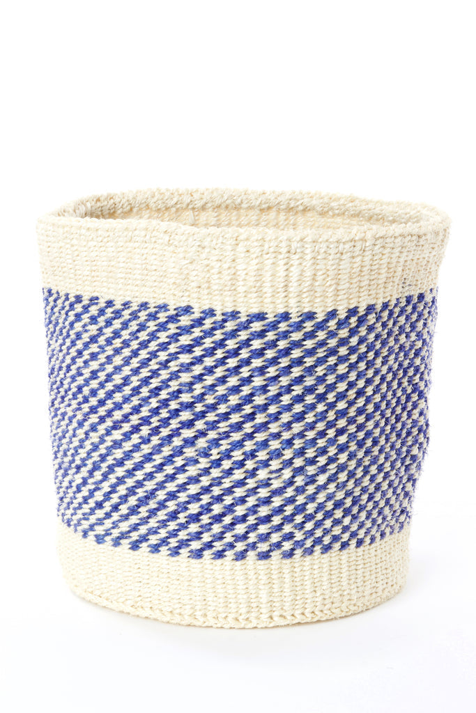Blue Checker Weave Basket