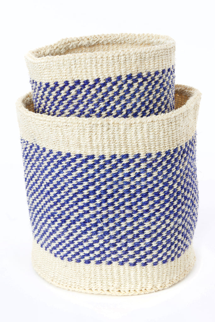 Blue Checker Weave Basket