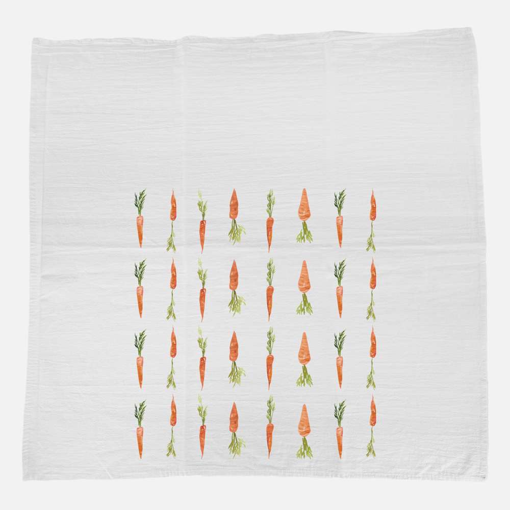 Carrot Bloom Tea Towel