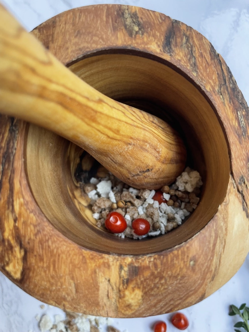Rustic Olive Wood Mortar and Pestle