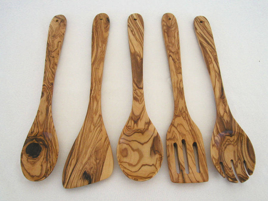 Rustic Olive Wood Kitchen Utensil Set