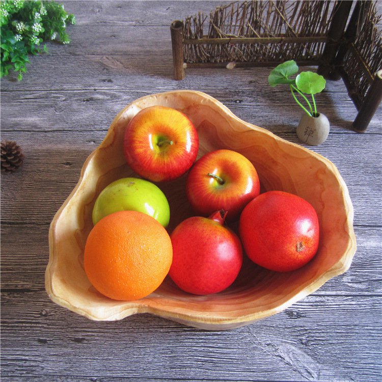 Hand-Carved Natural Wood Bowl