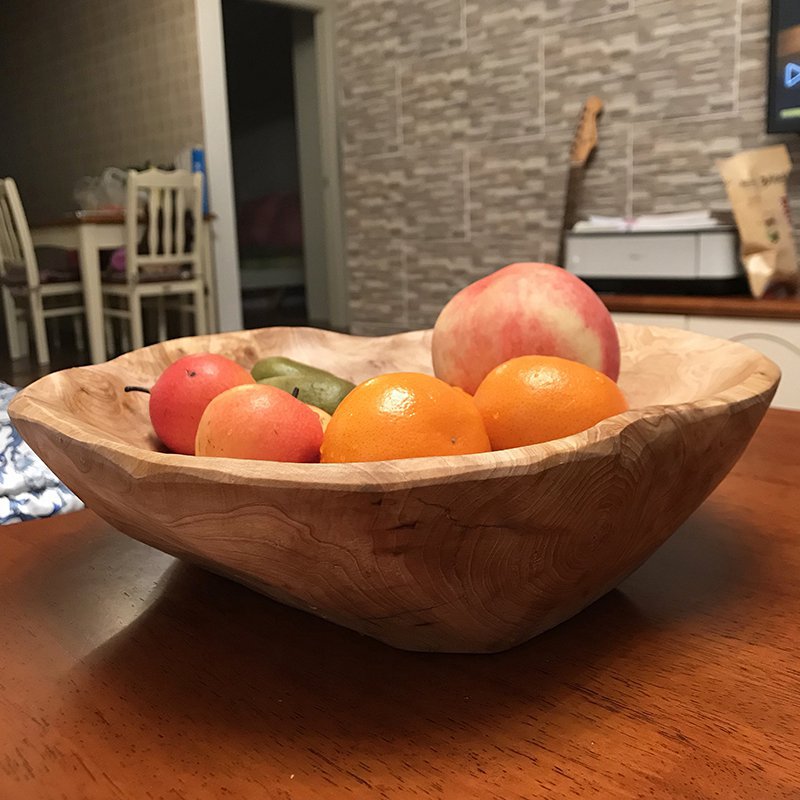 Hand-Carved Natural Wood Bowl