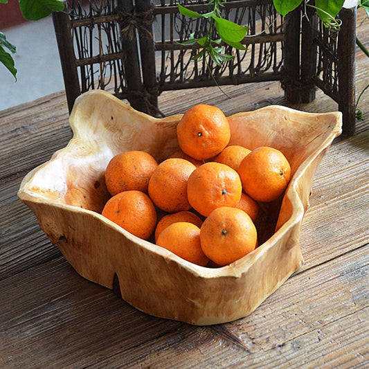 Hand-Carved Natural Wood Bowl
