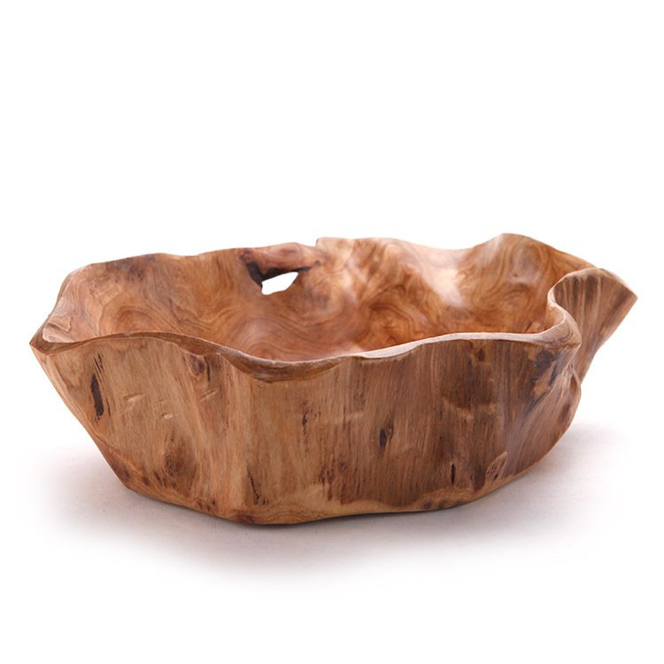 Hand-Carved Natural Wood Bowl