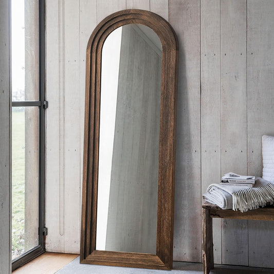 Distressed Wooden Arched Mirror