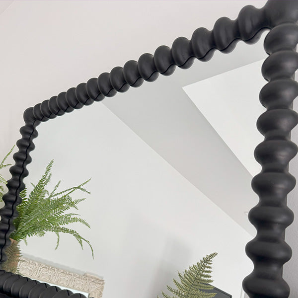 Beaded Carved Wood Mirror