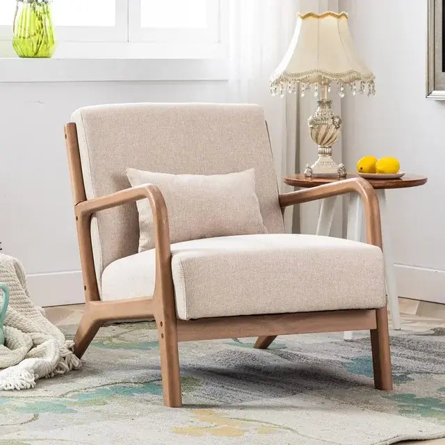 ANJHOME Mid Century Modern Accent Chair Beige