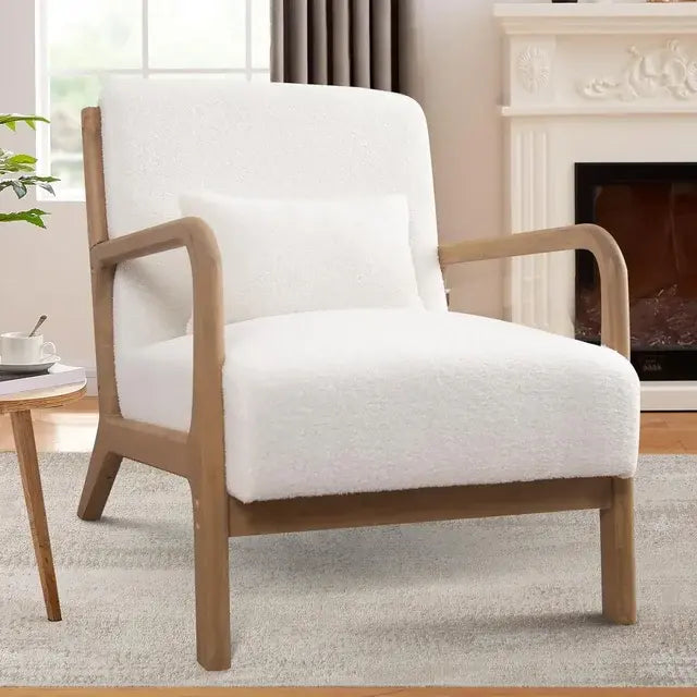 ANJHOME Mid Century Modern Accent Chair White/Grey