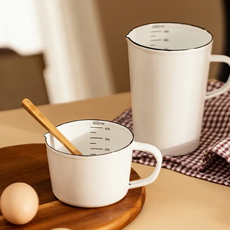 White Enamel Measuring Cups