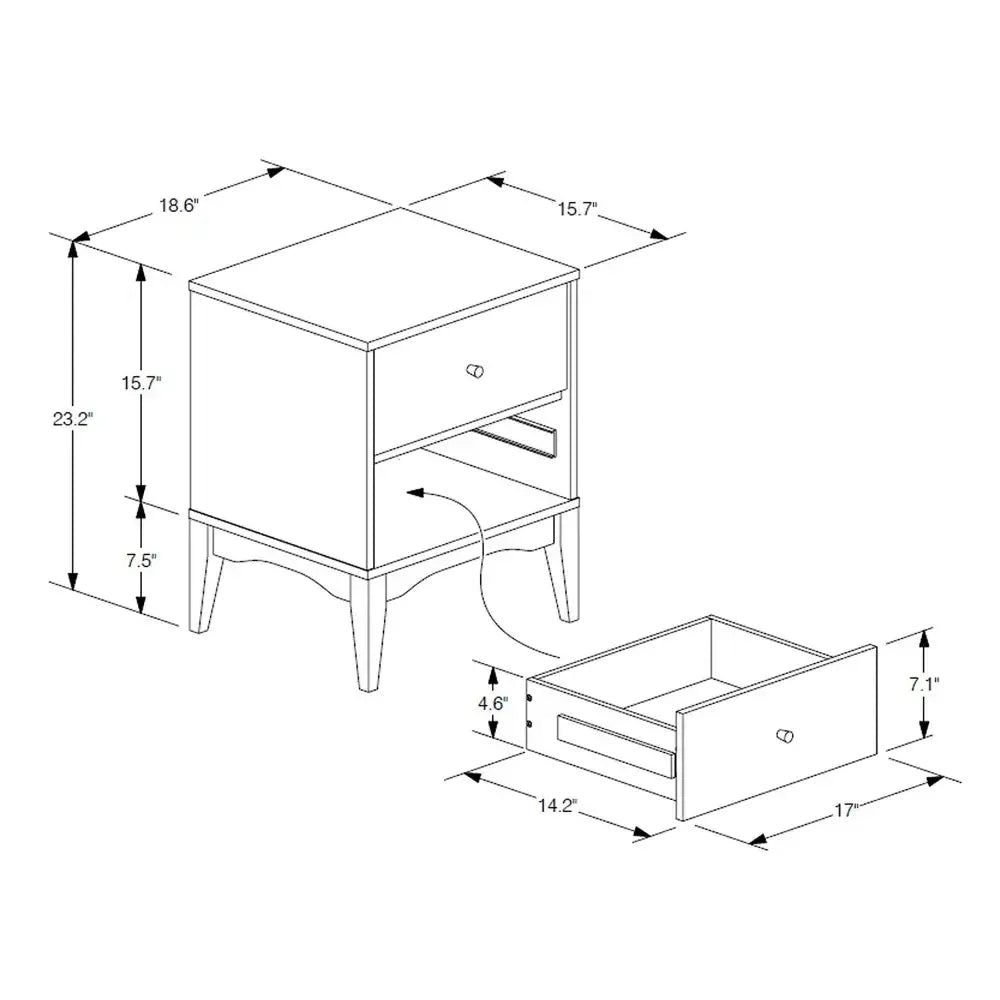 Ash Walnut Wood Nightstand