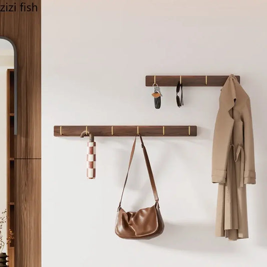 Black Walnut Brass hook coat rack