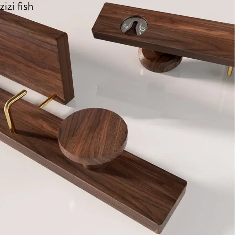 Black Walnut Brass hook coat rack