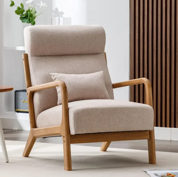 ANJHOME Mid Century Modern Accent Chair Beige