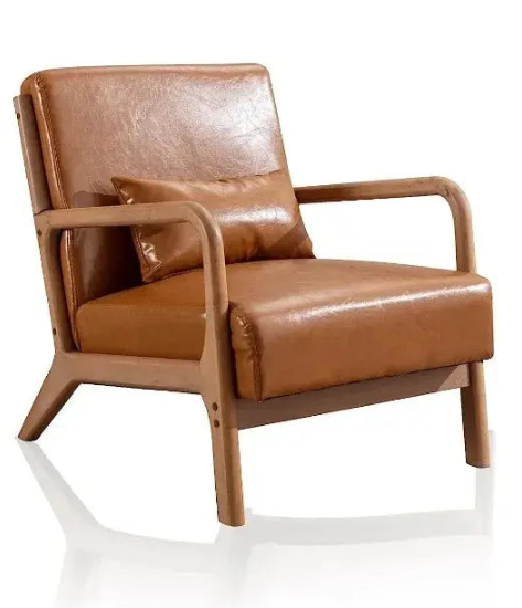 Leather Mid Century Modern Accent Chair