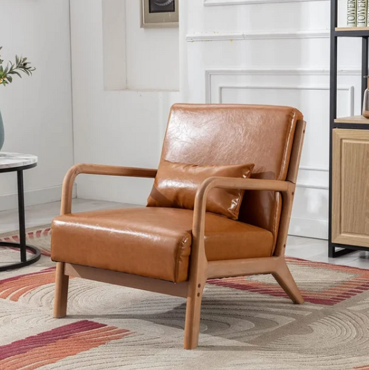 Leather Mid Century Modern Accent Chair