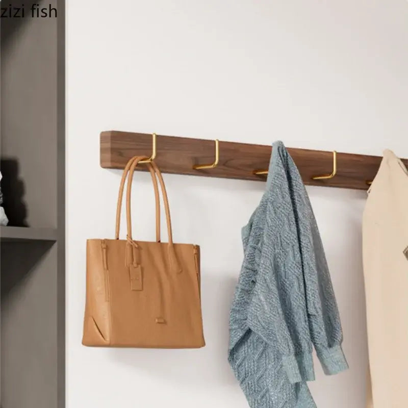 Black Walnut Brass hook coat rack