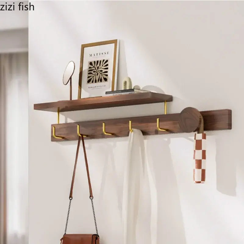 Black Walnut Brass hook coat rack