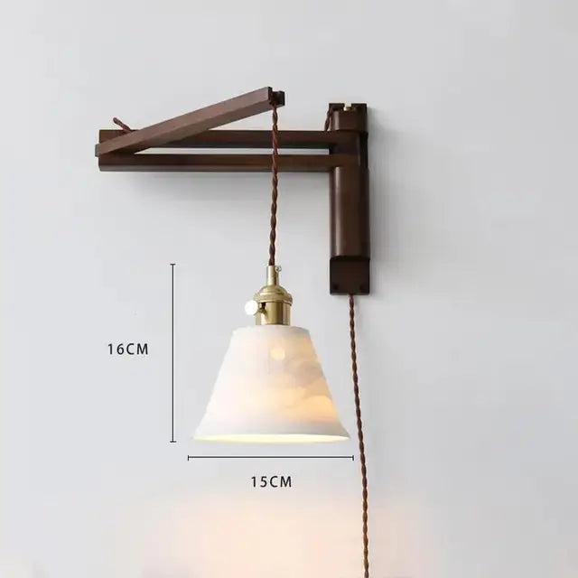 Japanese Walnut Wood Tiller Wall Lamp