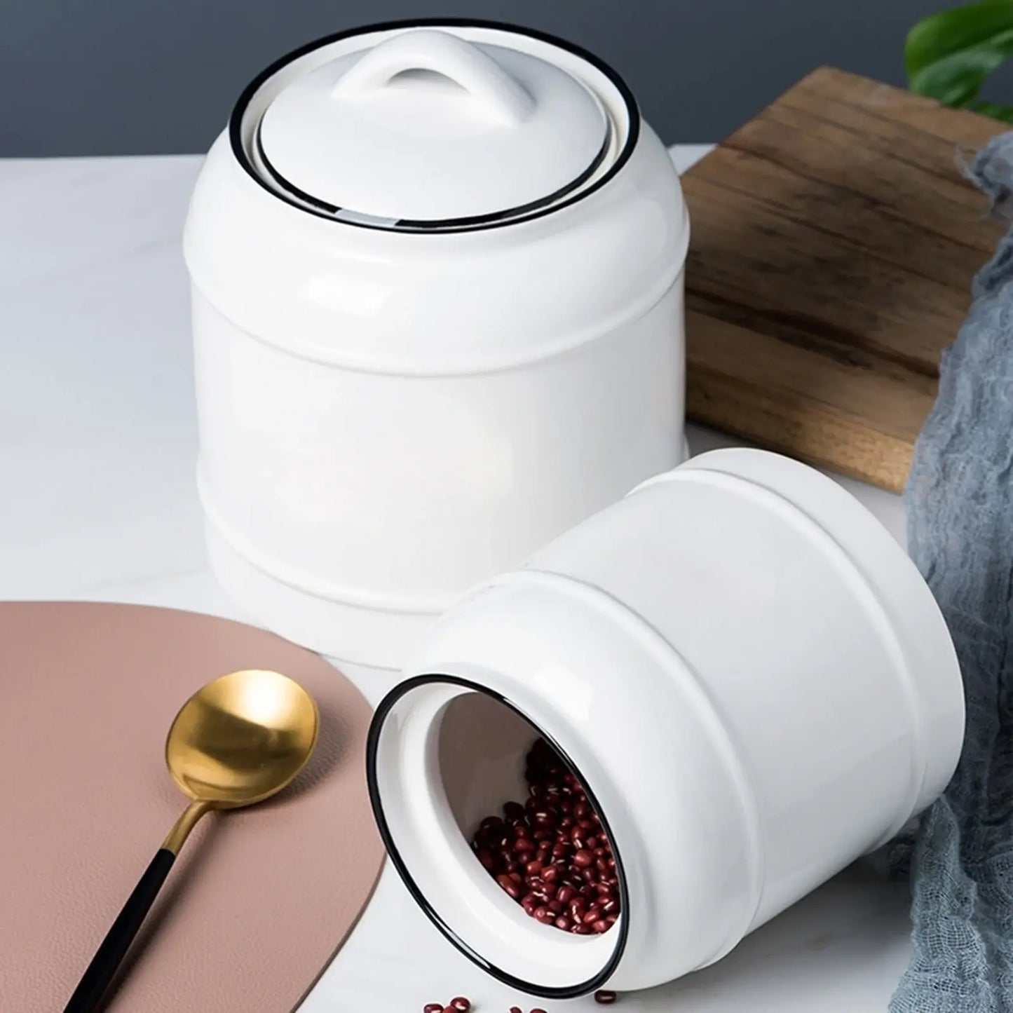 White Kitchen Canisters