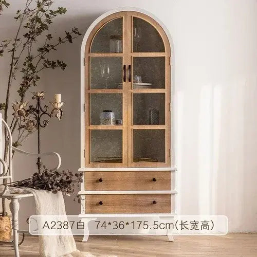 Solid Wood Double-Door French Display Cabinet