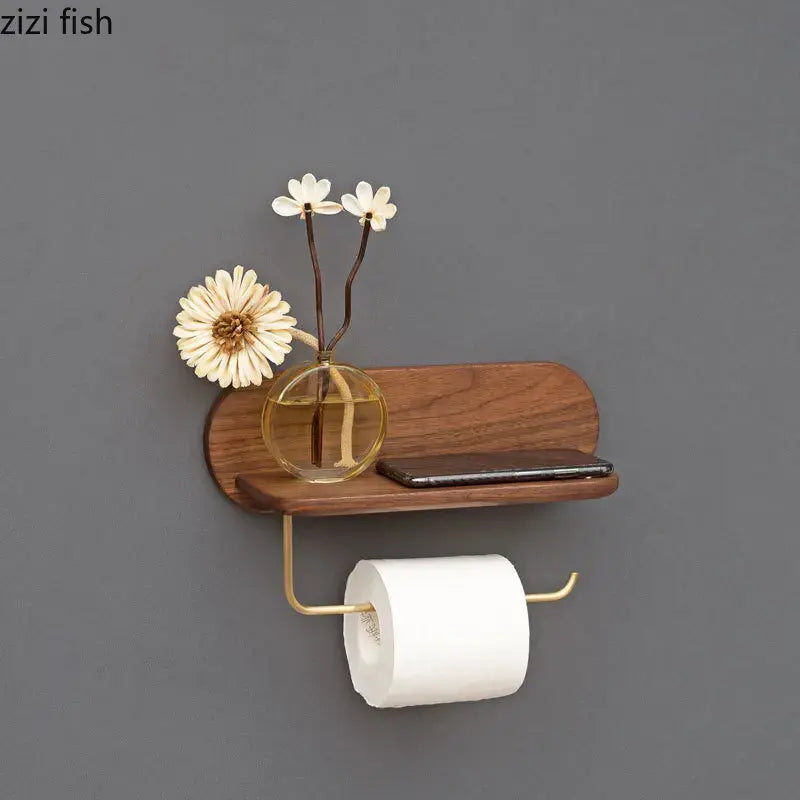 Walnut & Brass Toilet Paper Holder