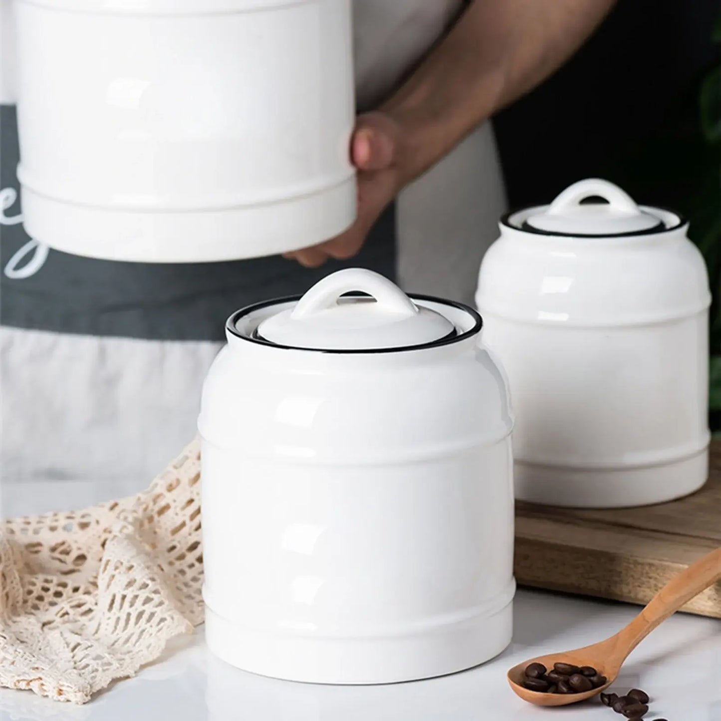 White Kitchen Canisters