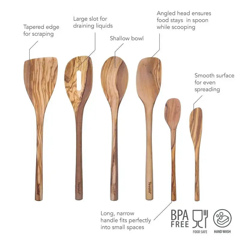 6-Piece Olive Wood Kitchen Utensil Set