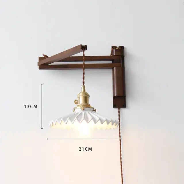 Japanese Walnut Wood Tiller Wall Lamp