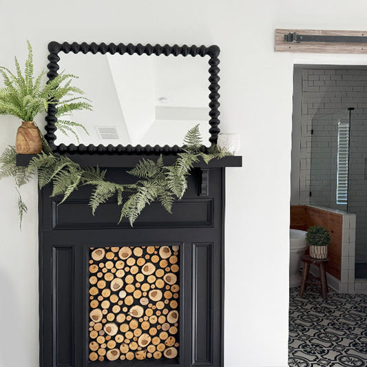 Beaded Carved Wood Mirror