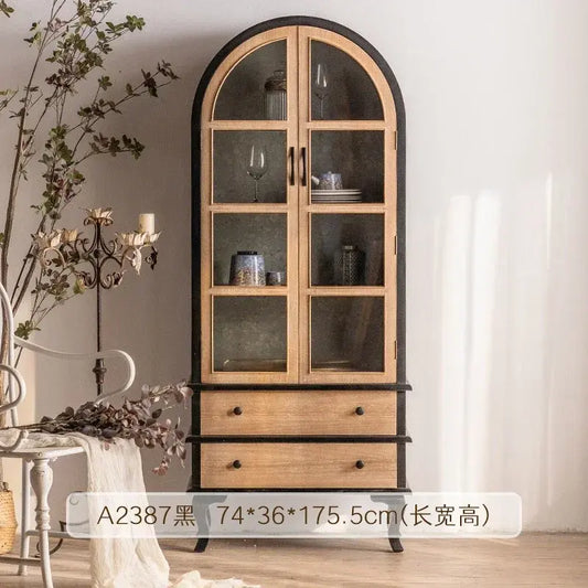 Solid Wood Double-Door French Display Cabinet