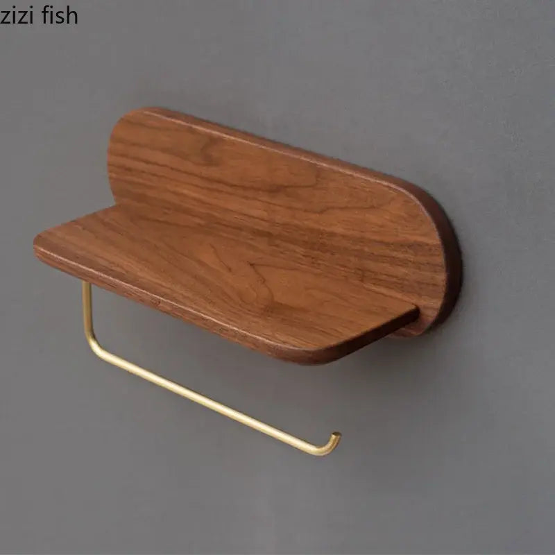 Walnut & Brass Toilet Paper Holder