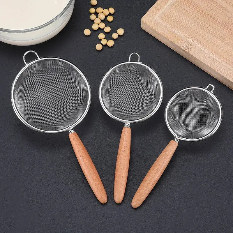 Wooden Handle Stainless Steel Colander