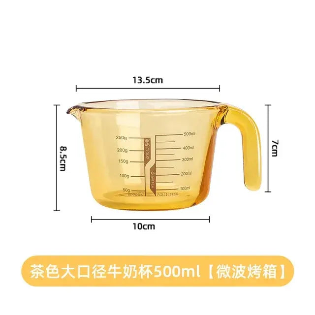 High Temperature Resistant Amber Glass Measuring Cups