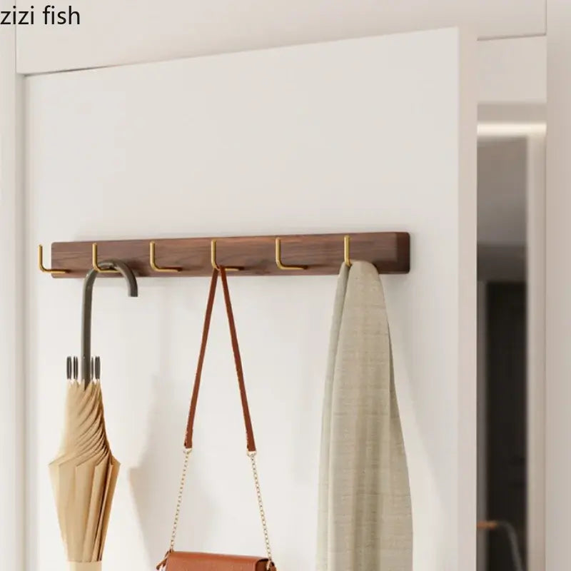 Black Walnut Brass hook coat rack