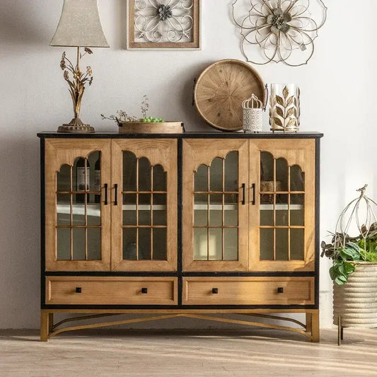 Solid Wood Double-Door French Display Cabinet